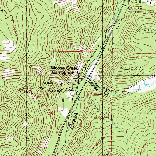 Topographic Map of Moose Creek, MT