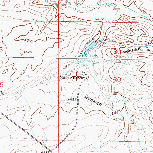 Topographic Map of Mosher Ranch, MT