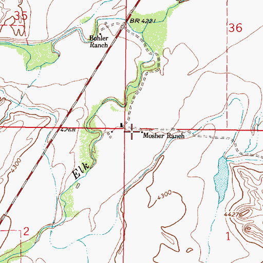 Topographic Map of Mosher Ranch, MT