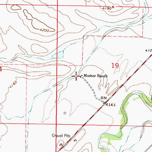 Topographic Map of Mosher Ranch, MT