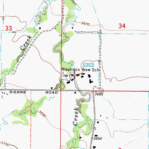 Topographic Map of Mountain View School (historical), MT