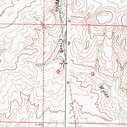 Topographic Map of Myles Creek, MT