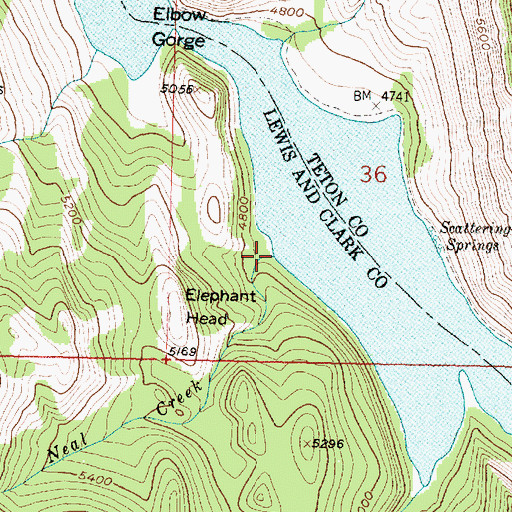 Topographic Map of Neal Creek, MT