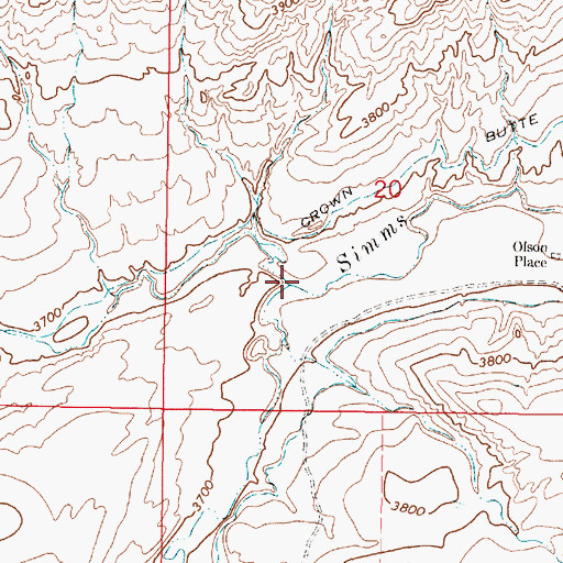 Topographic Map of North Fork Simms Creek, MT