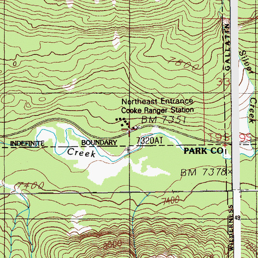Topographic Map of Northeast Entrance, MT