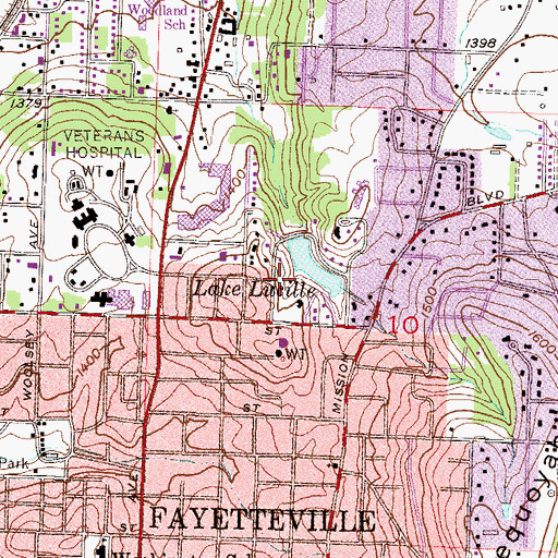 Topographic Map of Lake Lucille Dam, AR