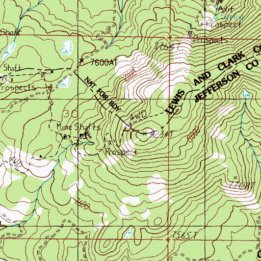 Topographic Map of Old Baldy Mountain, MT