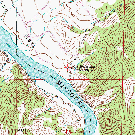 Topographic Map of Old Weiss and French Place, MT