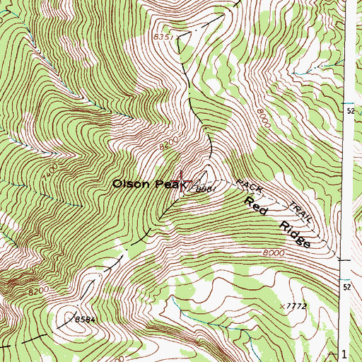 Topographic Map of Olson Peak, MT