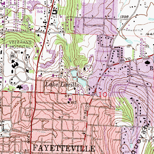 Topographic Map of Lake Lucille, AR