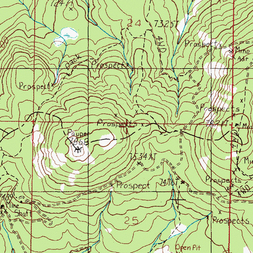 Topographic Map of Paupers Dream Mine, MT