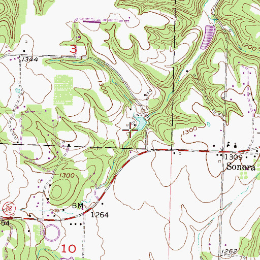 Topographic Map of Tenenbaum Lake Dam, AR