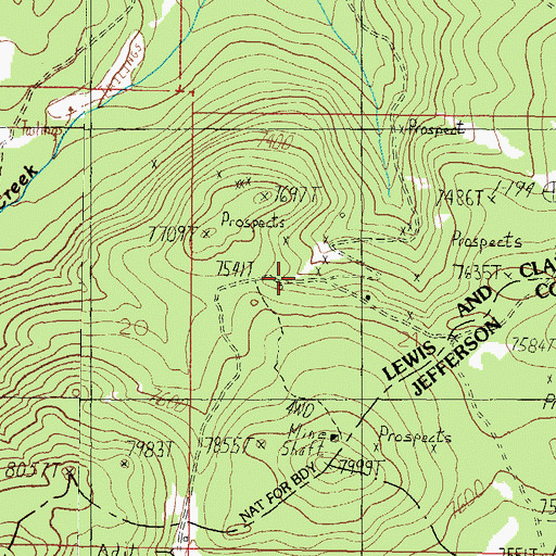 Topographic Map of Peerless Mine, MT