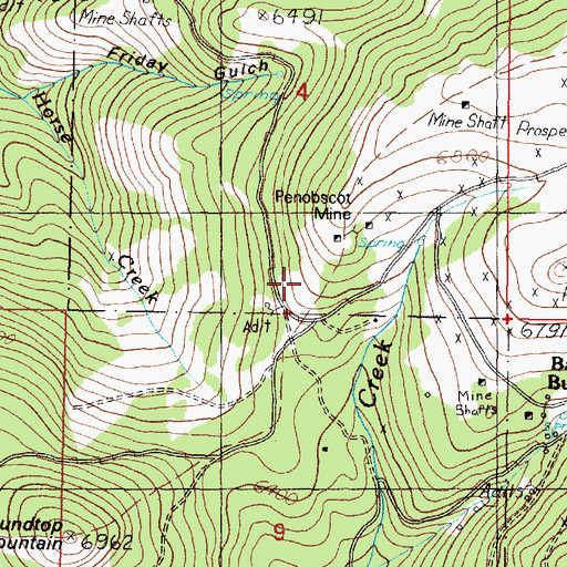 Topographic Map of Penobscot Mine, MT
