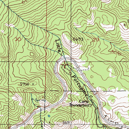Topographic Map of Porcupine Campground, MT