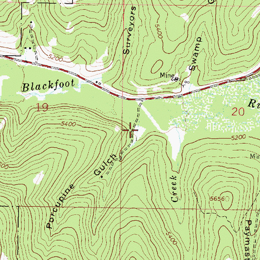 Topographic Map of Porcupine Gulch, MT