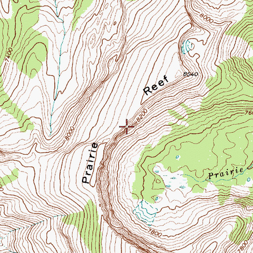 Topographic Map of Prairie Reef, MT