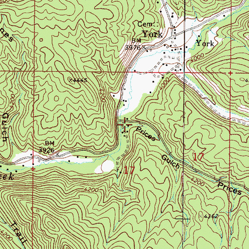 Topographic Map of Prices Gulch, MT