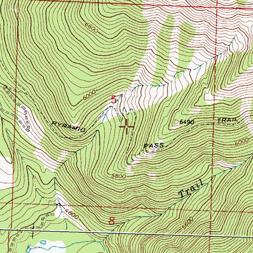 Topographic Map of Pyramid Pass Trail, MT