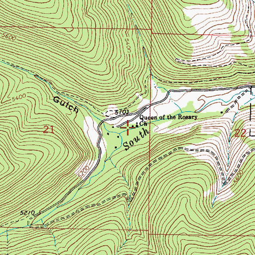 Topographic Map of Queen of the Rosary Church, MT