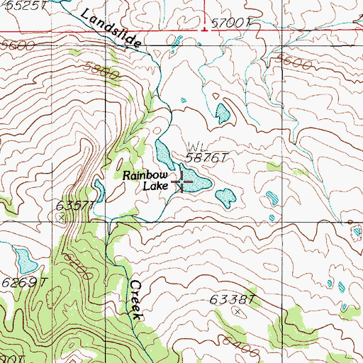 Topographic Map of Rainbow Lake, MT