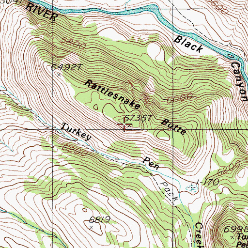 Topographic Map of Rattlesnake Butte, MT