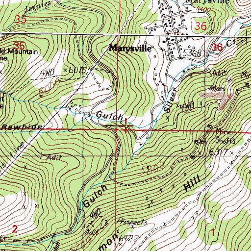 Topographic Map of Rawhide Gulch, MT