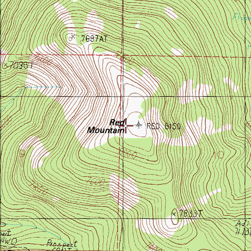 Topographic Map of Red Mountain, MT