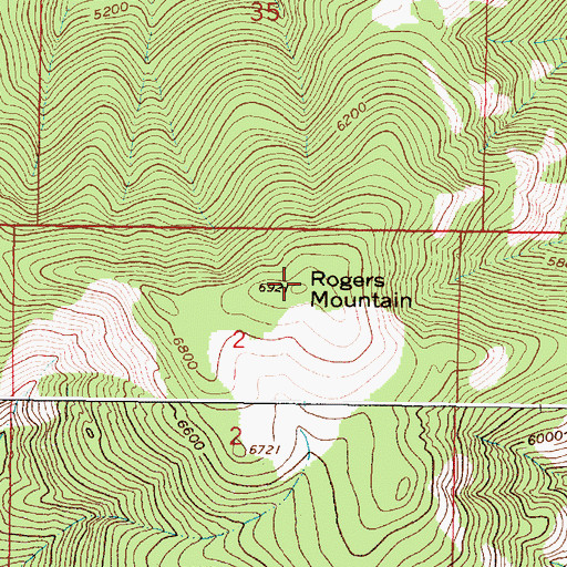 Topographic Map of Rogers Mountain, MT