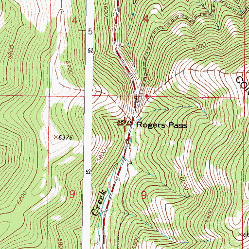 Topographic Map of Rogers Pass, MT