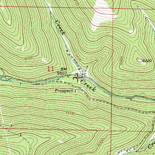 Topographic Map of Rooster Bill Creek, MT