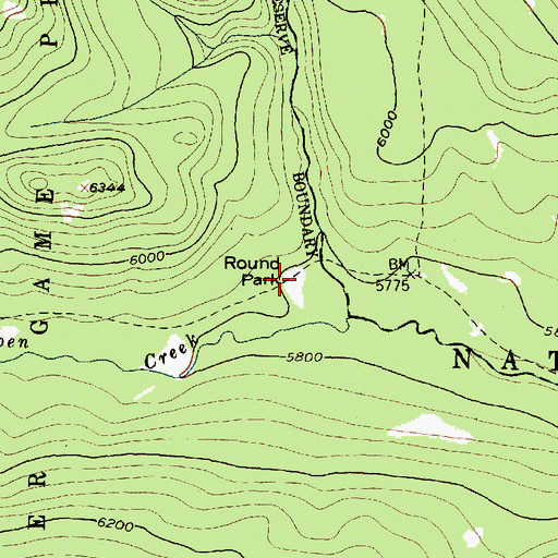 Topographic Map of Round Park, MT