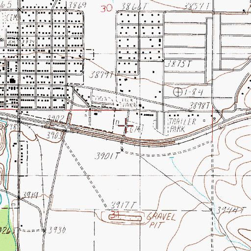 Topographic Map of Saint Anns Cemetery, MT