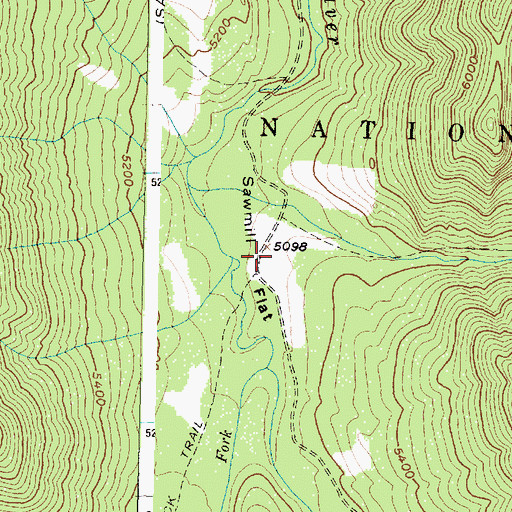 Topographic Map of Sawmill Flat, MT