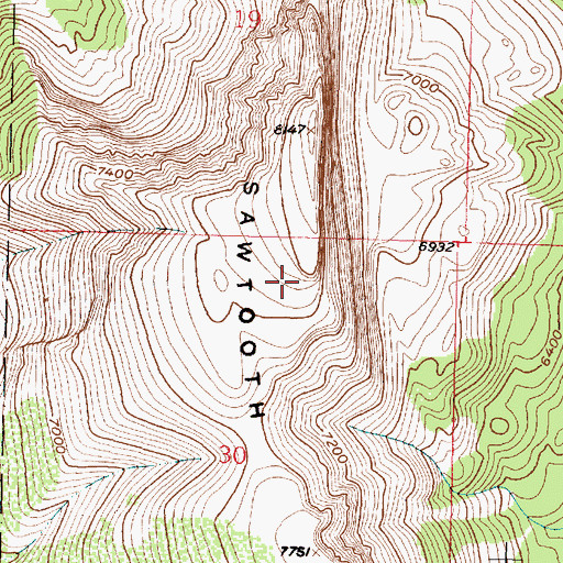 Topographic Map of Sawtooth Ridge, MT