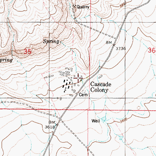 Topographic Map of Seaton Ranch, MT