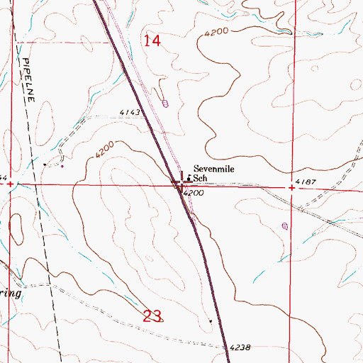 Topographic Map of Sevenmile School (historical), MT