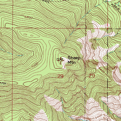 Topographic Map of Sheep Mountain, MT