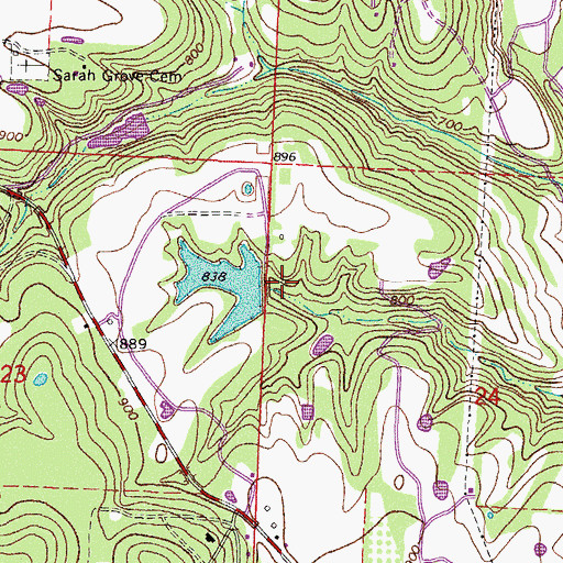 Topographic Map of Beverly Hills Lake Dam, AR