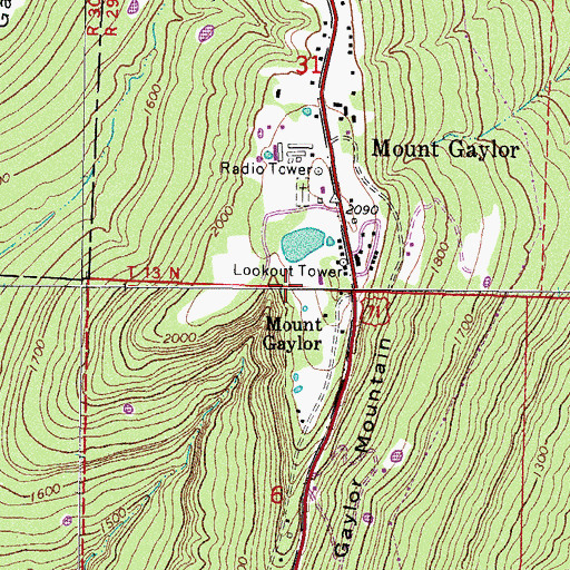 Topographic Map of Mount Gaylor Lake Dam, AR