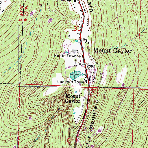 Topographic Map of Mount Gaylor Lake, AR