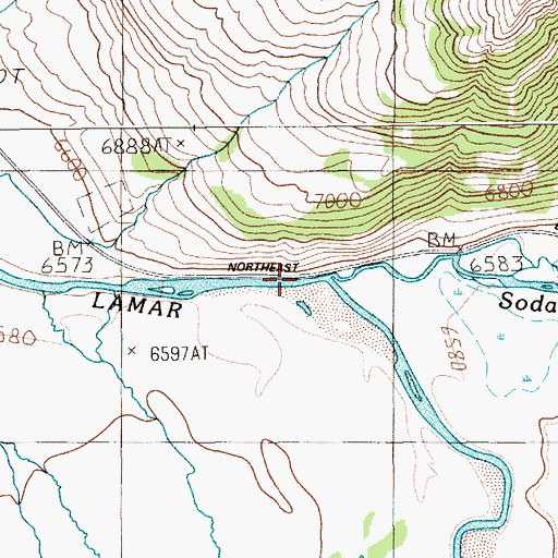 Topographic Map of Soda Butte Creek, WY