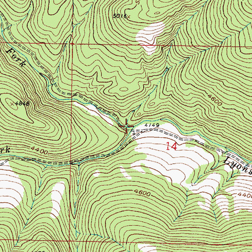 Topographic Map of South Fork Lyons Creek, MT