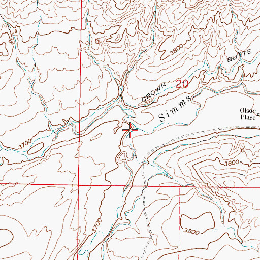 Topographic Map of South Fork Simms Creek, MT