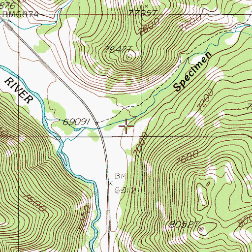 Topographic Map of Specimen Creek Campground, MT