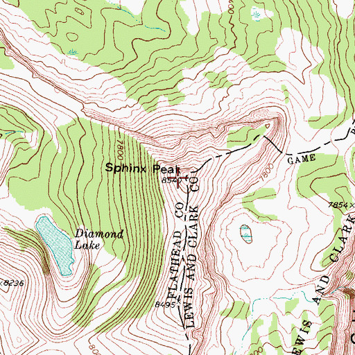 Topographic Map of Sphinx Peak, MT