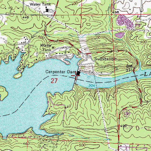 Topographic Map of Carpenter Dam, AR