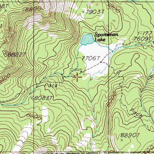 Topographic Map of Sportsman Patrol Cabin, MT