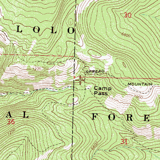 Topographic Map of Spread Mountain Trail, MT