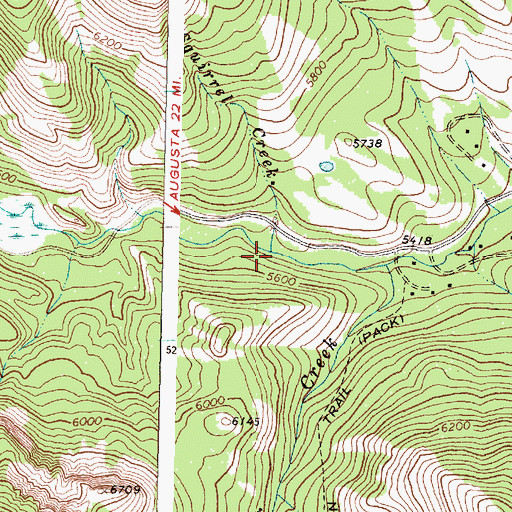 Topographic Map of Squirrel Creek, MT